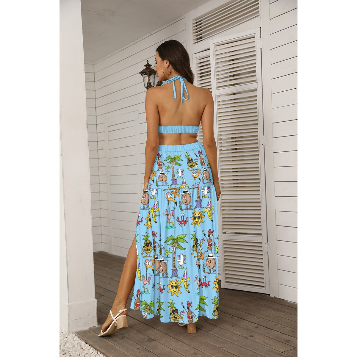 Beach Party All-Over Print Women's Tie Back Wrap Dress