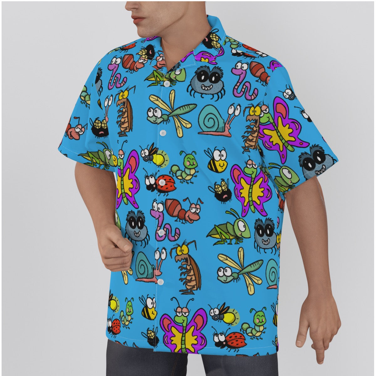 Getting Buggy! All-Over Print Men's Hawaiian Shirt With Button Closure