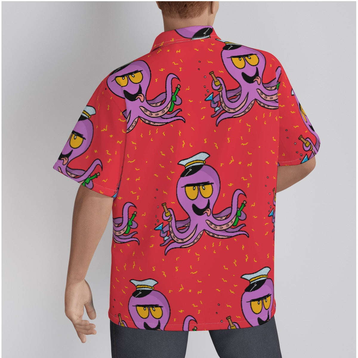Octopus sailor, All-Over Print Men's Hawaiian Shirt With Button Closure